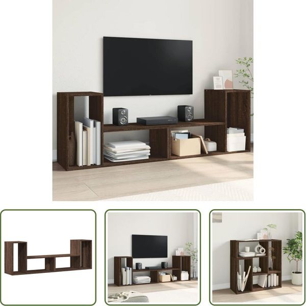 The Living Store Mobili Tv 2 Pz. Aspetto Rovere Marrone 75X30X50 Cm Materiale A Base Di Legno-image