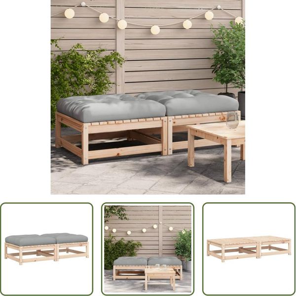 The Living Store Sgabello Da Giardino Con Cuscino 2 Pz. Legno Di Pino Massiccio-image