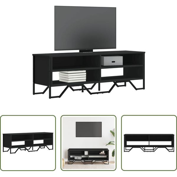 The Living Store Mobile Tv Nero 122X34X41 Cm Materiale Legno-image