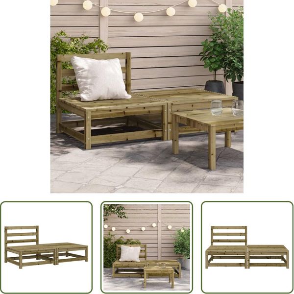The Living Store Divano Da Giardino Senza Braccioli Con Sgabello Legno Di Pino Impregnato-image