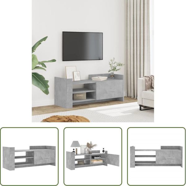The Living Store Mobile Tv Grigio Cemento 100X35X40 Cm Materiale In Legno-image