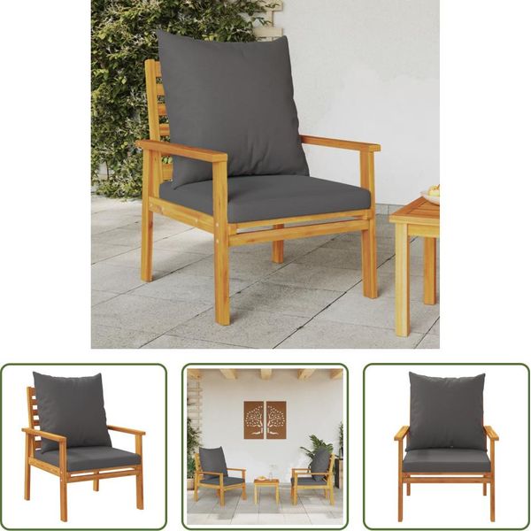 The Living Store Poltrona Da Giardino 2 Pezzi Con Cuscino In Legno Massiccio Di Acacia-image