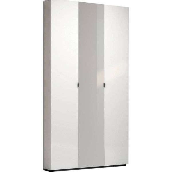 Dmora Armadio Multiuso Grande Enza 19X200H Cm Bianco, 3 Ante Anta Con Specchio Italy-image