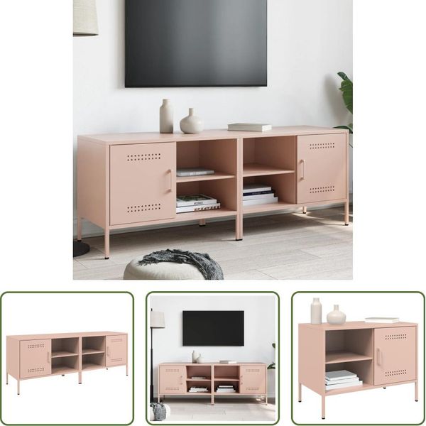 The Living Store Mobili Tv 2 Pz. Rosa 68X39X50,5 Cm In Acciaio-image