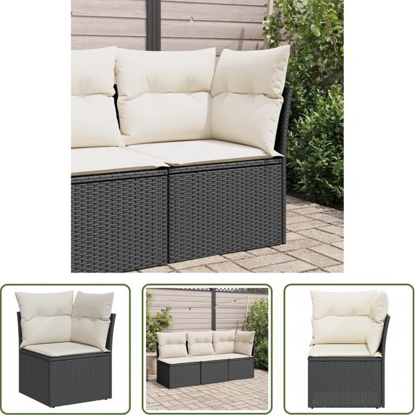 The Living Store Divano Angolare Da Giardino Con Cuscini In Poly Rattan Nero-image