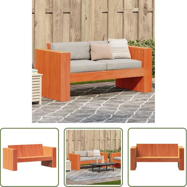 The Living Store Divano Da Giardino 2 Posti Marrone Cera 134X60X62 Cm In Legno Di Pino Massiccio-image