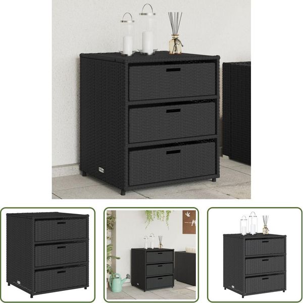 The Living Store Mobile Da Giardino Nero 55X59X69 Cm Poly Rattan-image