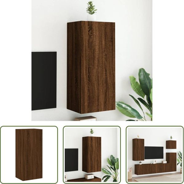 The Living Store Parete Tv Marrone Effetto Rovere 40,5X30X90 Cm Materiale In Legno-image