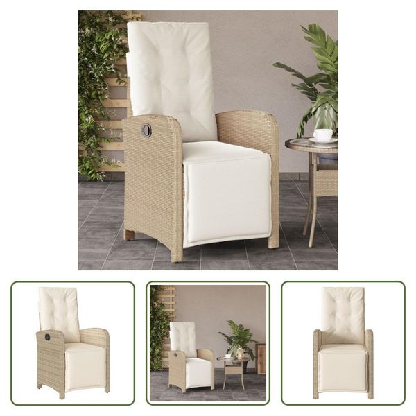 The Living Store Poltrona Da Giardino Con Poggiapiedi Regolabile Beige Poly Rattan-image