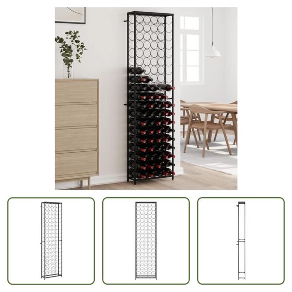 The Living Store Portabottiglie Per 95 Bottiglie Nero 54X18X200 Cm Ferro Battuto-image