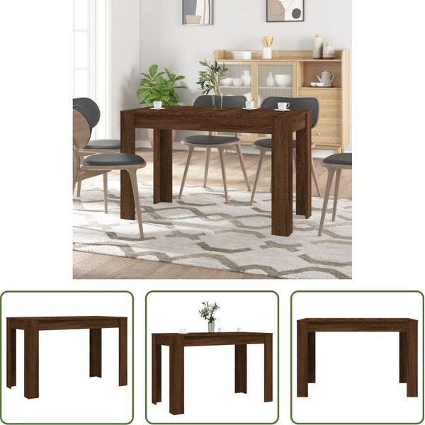 The Living Store Tavolo Da Pranzo In Rovere Marrone 120X60X76 Cm Materiale A Base Di Legno-image