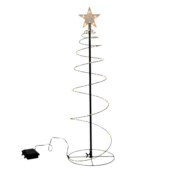 Albero Di Natale A Spirale Con 80 Led Dorati - Altezza Circa 60 Cm - Funzionamento A Batteria Per Uso Interno Ed Esterno-image