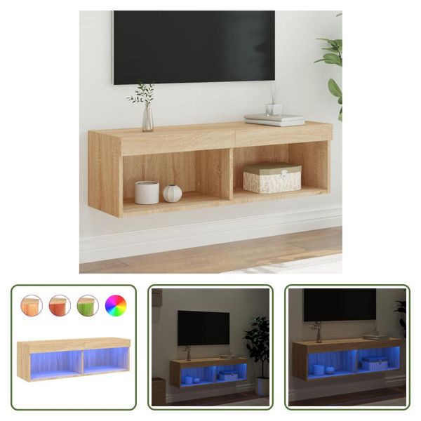 The Living Store Mobile Tv Con Luci Led Rovere Sonoma 100X30X30 Cm-image