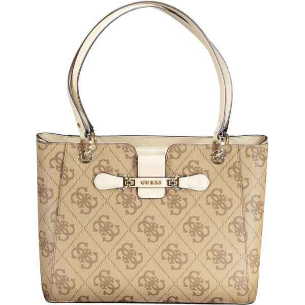 Borsa A Tracolla Da Donna Beige Con Scomparti E Dettagli A Contrasto.-image