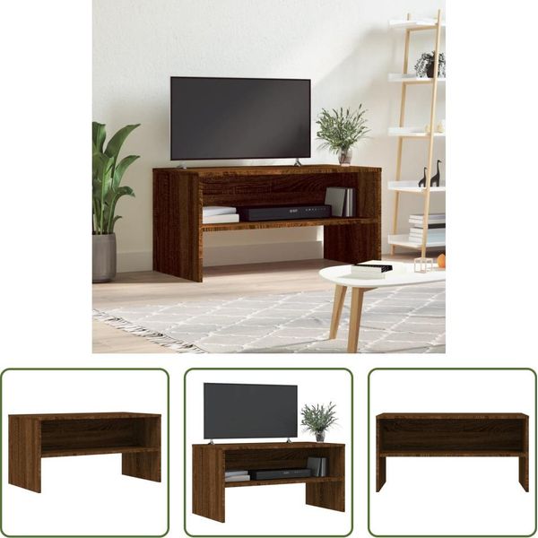 The Living Store Mobile Tv Marrone Effetto Rovere 80X40X40 Cm Materiale Legno-image
