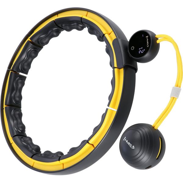 Hhm21 Hula Hoop Tpe Nero/Giallo Magnetico Con Peso + Contatore Hms-image