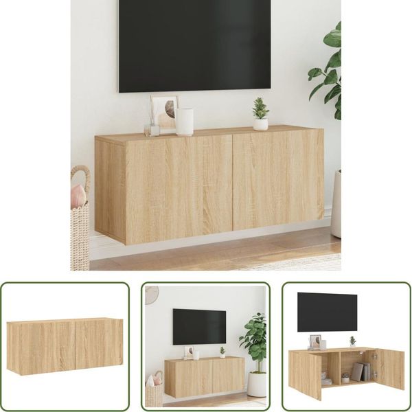 The Living Store Parete Tv Rovere Sonoma 100X30X41 Cm-image