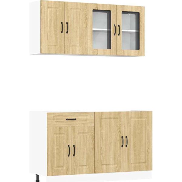 Vidaxl Set Di Armadi Da Cucina 4 Pezzi Kalmar Sonoma In Legno Di Quercia-image