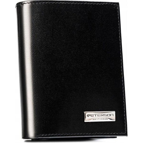 Peterson | Portafoglio Piccolo In Pelle, Per Uomo, Senza Chiusura, Nero, 9,5X12 Cm-image