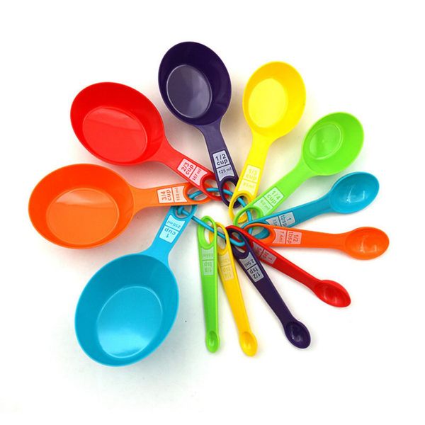 Set Di Cucchiai Graduati, Set Di Tazze Graduate Colorate, Set Di Tazze Graduate, Set Di Cucchiai Graduati Impilabili, Set Di Tazze Graduate E Cucchiai Graduati, Strumenti Di Misura Per La Cucina-image