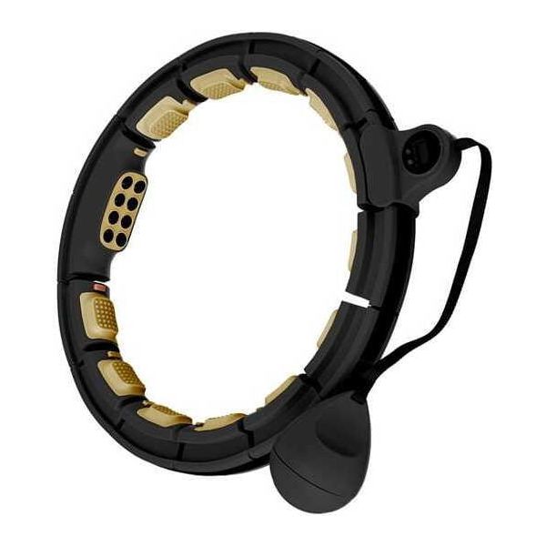 Hhm13 Nuovo Hula Hop Nero/Oro Con Magneti E Peso + Contatore Hms-image