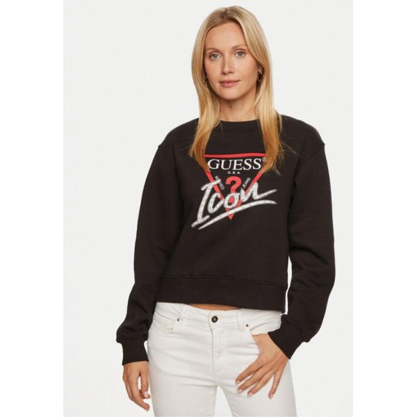 Camicetta Guess Donna - Felpa Cn Icon Nera Elegante E Senza Tempo Taglia S-image