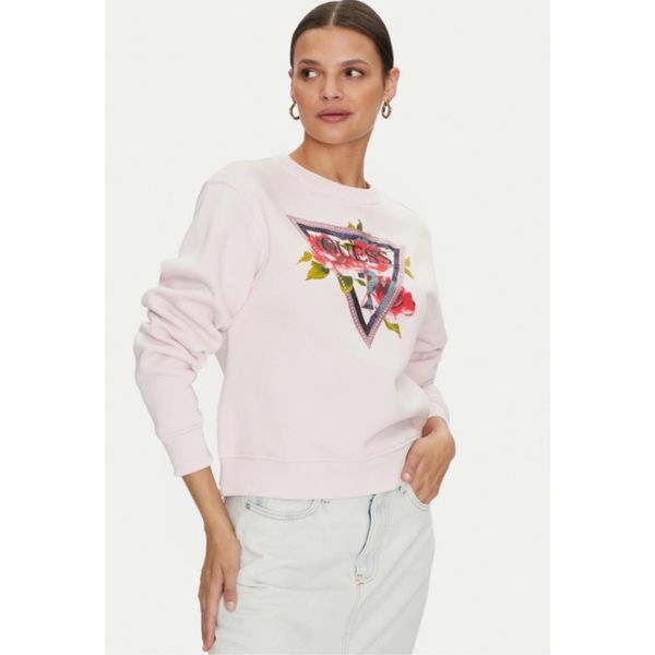 Felpa Damen Guess Cn Roses Triangle Sw Rosa Xs Eleganza E Comfort-image