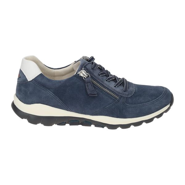 Gabor Comfort 66968-26 Rollingsoft Scarpa Stringata, Donna, Pelle, Blu, Sneaker - Scarpe Da Donna, Scarpe Comode Stringate, Blu, Pelle (Dreamvelour/Chevron)-image