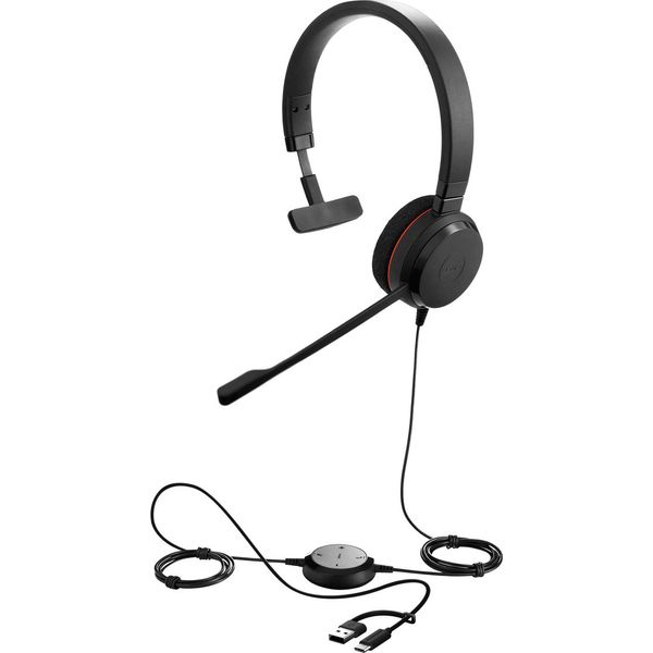 Jabra Evolve 20 Cuffie Cablate A Banda Larga Per Ufficio/Centro Chiamate Usb Type-C / Usb Type-A Nero-image