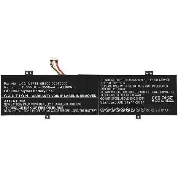 Coreparts Laptop Battery 41.00Wh Li-Polymer 11.55V 3550Mah - Batterie - 3.550 Mah (0B200-02970000-CP)-image