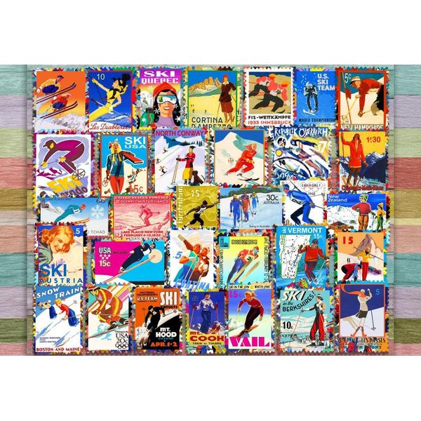 Puzzle Di Grafika Poster Di Francobolli Da Sci - Puzzle Invernale Da 1000 Pezzi-image