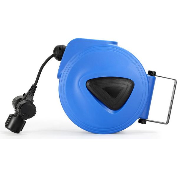 Avvolgicavo Tolletour Avvolgicavo Automatico 20M+1,5M IP44 Con Modello A Una Spina 250V Con Funzione Di Rincalzo Per Montaggio A Parete Officina Di Montaggio A Soffitto E A Parete-image