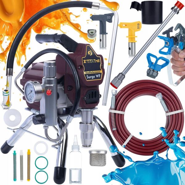 Zenthril Spruzzatore Di Vernice Surge Wf, 1800W 20Mpa 0,019””, 2L/Min, Serie Easyperformance + Lancia Da 50Cm + 3 Filtri: 30, 60-image
