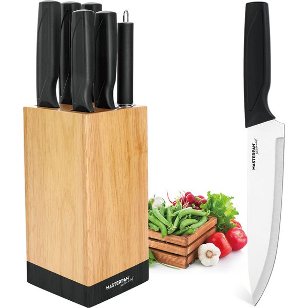 Set Di Coltelli Da Cucina 6 Pezzi, Con Ceppo Per Coltelli, Affilatrice-image