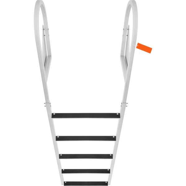 Succebuy Scaletta Da Pontile, 5 Gradini Ribaltabili, Portata Di 350 Libbre, Scaletta Per Barche Da Pontone In Lega Di Alluminio Con Gradino Largo 2'' Per Tappetino In Gomma Antiscivolo, Facile Installazione-image