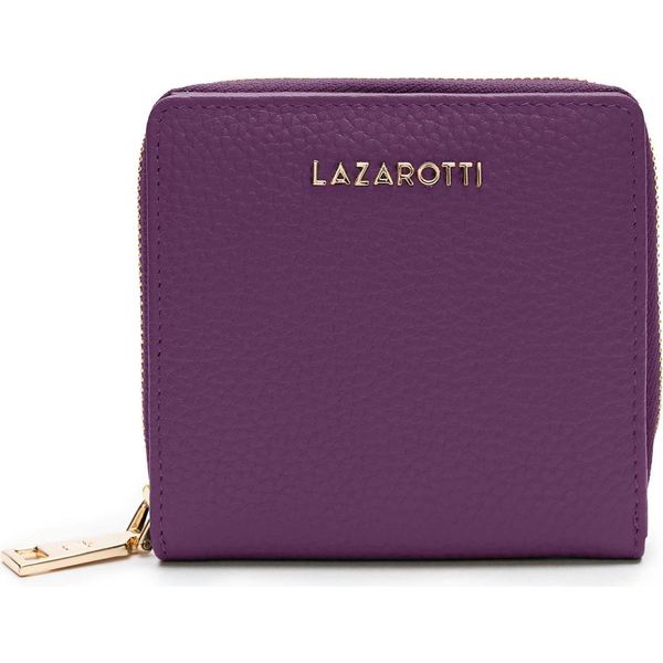 Lazarotti Pelle Portafoglio Bologna Leather Zip Wallet With 6 Card Slots Purple Porpora-image