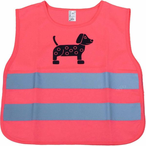 Gilet Di Segnalazione Riflettente Per Bambini Rosa Con Motivo Di Cani, Alta Visibilità Amio-image
