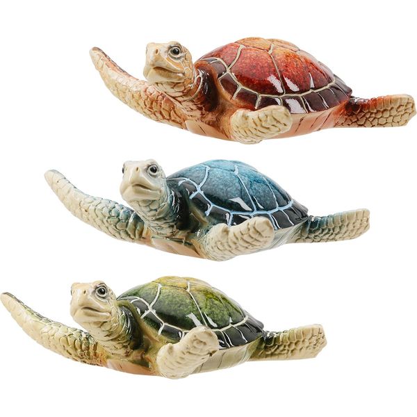 Gilde Figur, SchildkröTe, "Laureen"", Poly, Blau, GrüN, Rot, Ve 9, 3 StüCk Wie Abgebildet,, L. 10 Cm, B. 10 Cm, H. 3 Cm 55399"-image
