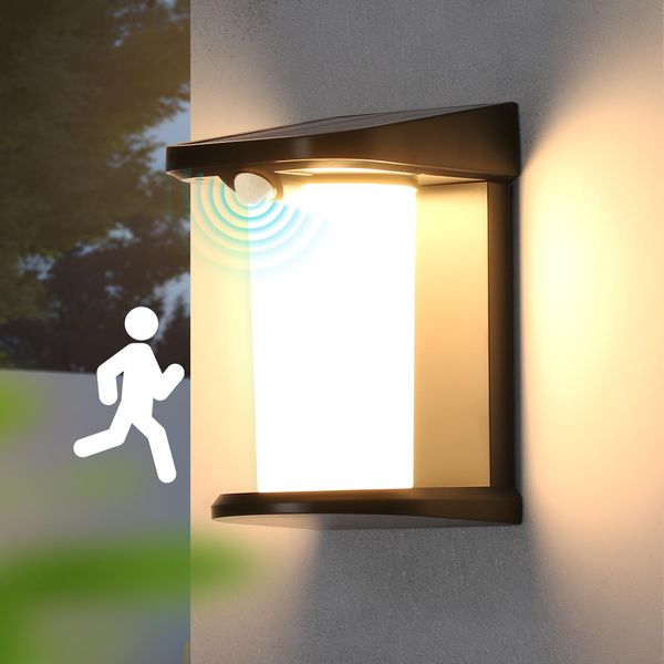 Zmh Lampade Solari Per Esterni Con Rilevatore Di Movimento Lampada Solare Da Parete Per Esterni Luce Solare Da Giardino Per Esterni 2 Modalità Luce Esterna Impermeabile 3000K Bianco Caldo Led Per Esterni Per Cortile Gradini Porta D'ingresso Corridoio-image