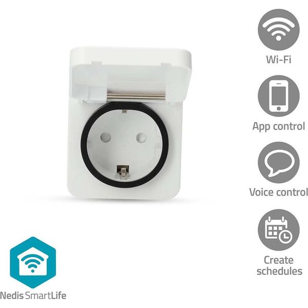Spina Intelligente Smartlife | Wi-Fi | IP44 | 3680 W | Spina Con Contatto Di Terra | -25 - 55 °C | Android™ / Ios | Grigio / Bianco | 1 Pz.-image