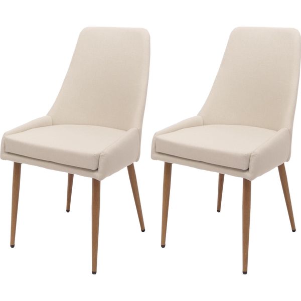 Set Di 2 Sedie Per Sala Da Pranzo HWC-O27, Sedia Da Cucina Imbottita, Tessuto/Tessuto (280G/M²) Metallo ~ Beige-image
