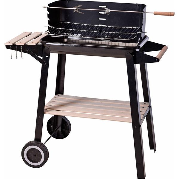 Barbecue A Carbonella Con Carrello - 54X34X65 Cm - Barbecue Da Giardino Su Ruote Per Terrazza E Balcone-image
