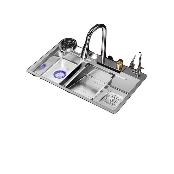 Lavello Da Cucina In Acciaio Inox, Design A Vasca Singola, Struttura Resistente, C9-68X45Cm-image