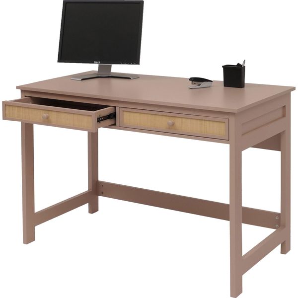 Scrivania HWC-O36, Scrivania Per Ufficio Scrivania Per Laptop Scrivania Da Lavoro, Cassetto 78X110X60Cm Legno ~ Light Taupe-image