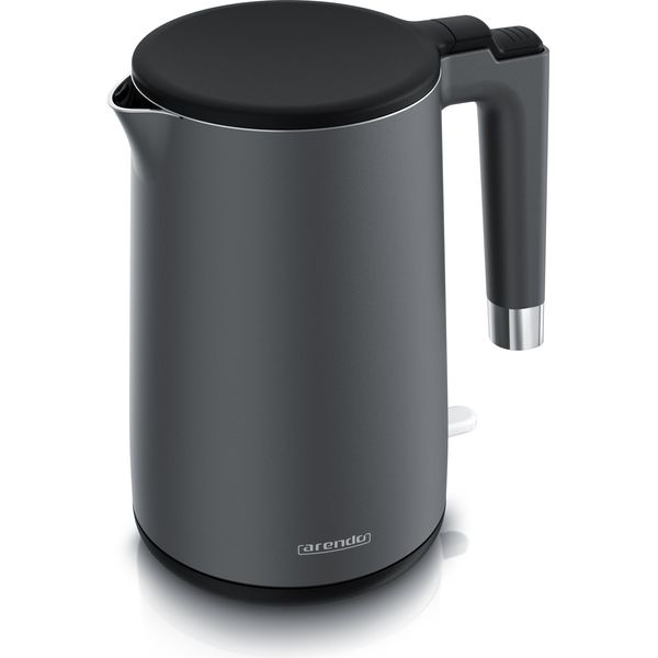 Bollitore Elettrico Arendo In Acciaio Inox Core, 1,5L, 2000W, Doppia Parete, Senza Bpa, Cool-Touch, Base 360°, Led, Protezione Da Surriscaldamento, Grigio Opaco-image