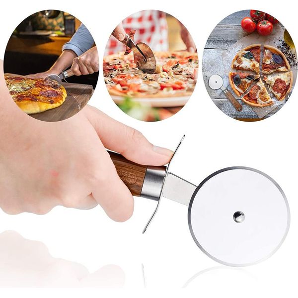 Rotella Tagliapizza In Acciaio Inox Per Pizza Da Cucina Con Impugnatura In Legno Antiscivolo-image