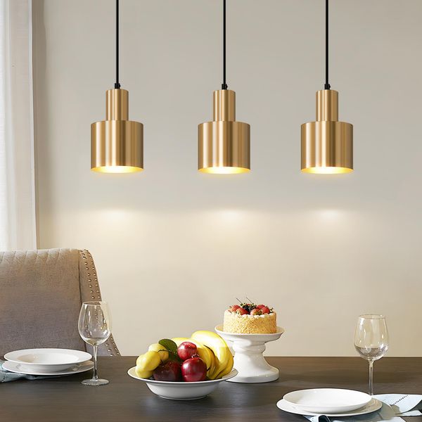Zmh Lampada A Sospensione Tavolo Da Pranzo Sospensione Lampada A Sospensione Vintage Sala Da Pranzo 3 Fiamma Sala Da Pranzo Lampada Design Oro Tavolo Da Pranzo In Metallo Lampada A Sospensione E27 Per Camera Da Letto Soggiorno Senza Lampadine-image