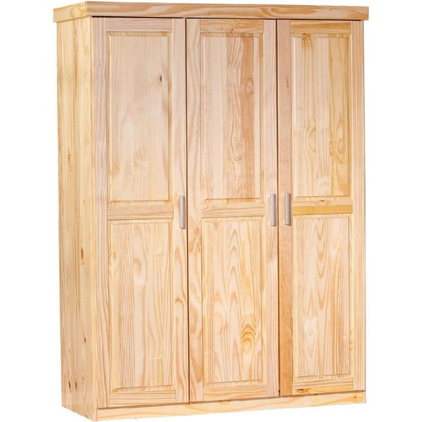 Dmora Armadio Multiuso Grande Dbradle 55X190H Cm Marrone Rovere, Appendiabiti 3 Ante-image