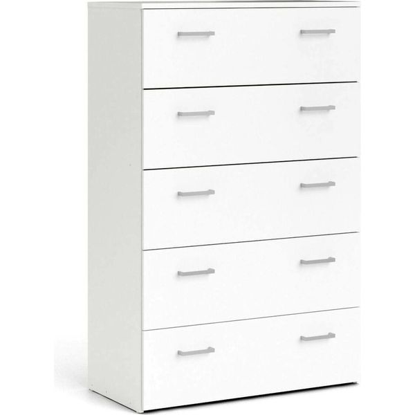 Dmora Cassettiera Aikol 36X74X114H Cm Bianco, 5 Cassetti Apertura Scorrevole-image