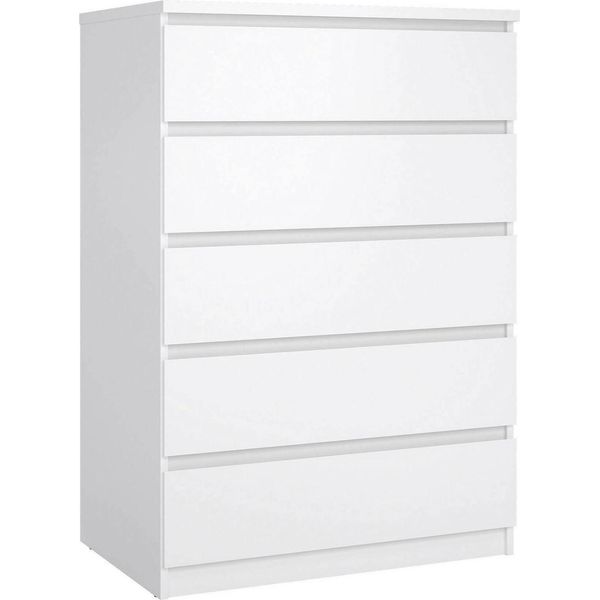 Dmora Cassettiera Ansel 50X77X111.3H Cm Bianco Lucido, 5 Cassetti Apertura Scorrevole-image